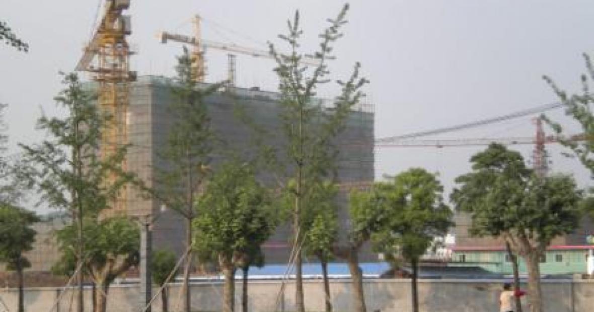 Construction cranes and scaffolding at Nanjing University's new campus
