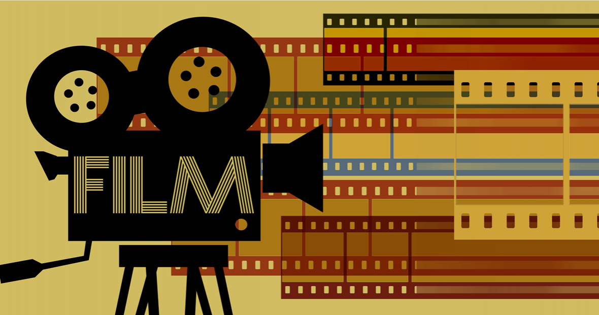 Film projector with film