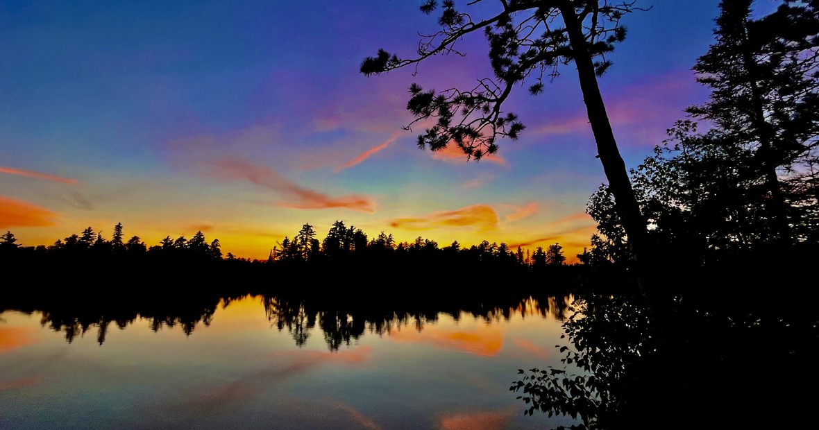 Colorful sunset reflected in the Boundary waters 
