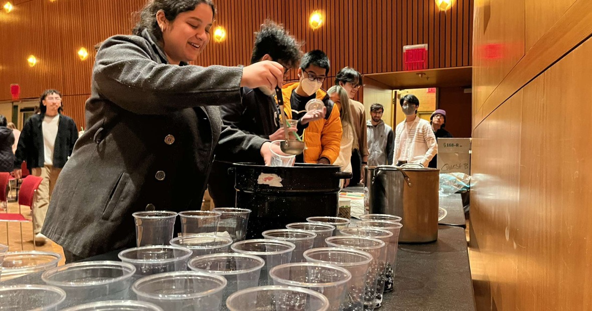 Students line up for bubble tea