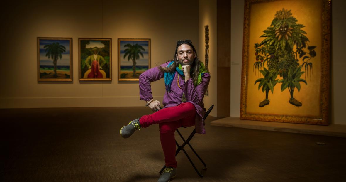 Fredo Rivera in Hatian art gallery
