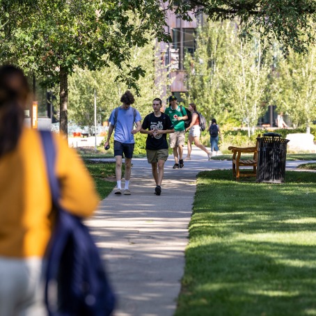 Students walking to class outside