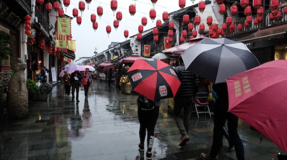 Grinnell umbrella on street in China