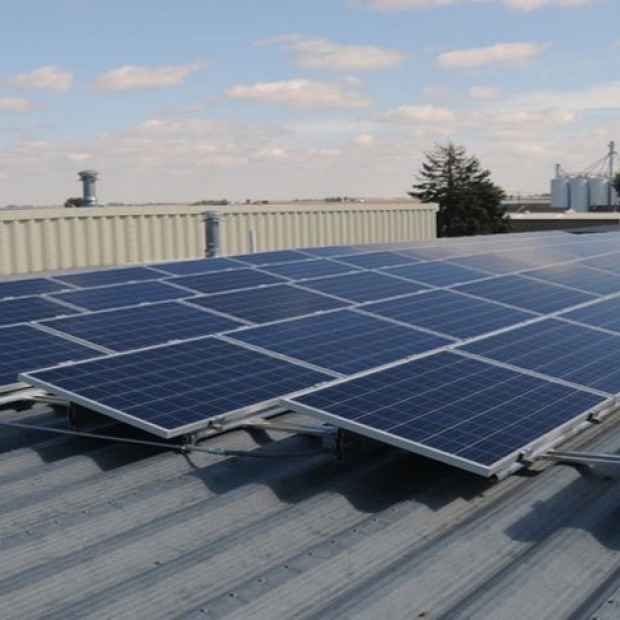 solar array on corrogated metal roof