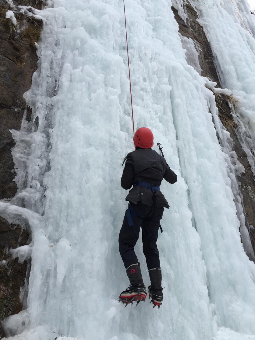 Grinnell Outdoor Adventure Club Scaling Frozen Waterfall
