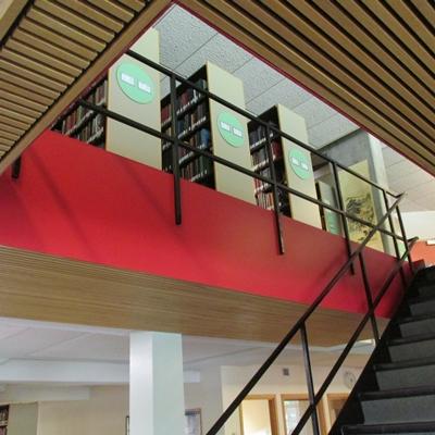 Newly painted stairwells in Burling Library