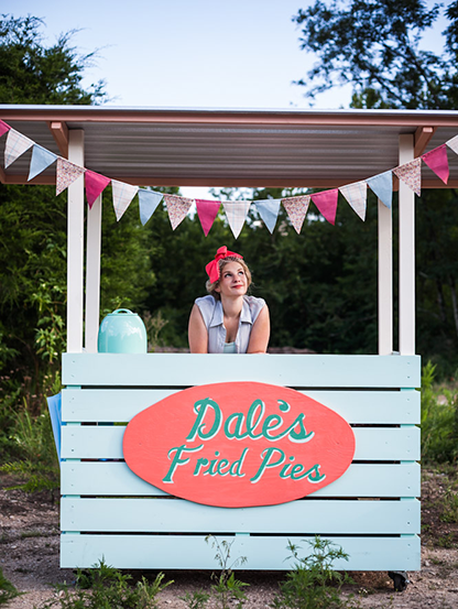 Dale Mackey in her Dale's Fried Pies stand 