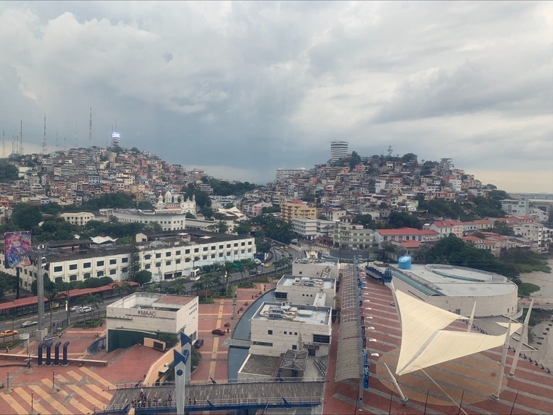 An elevated view of two populous hills in Guayaquil, Ecuado.