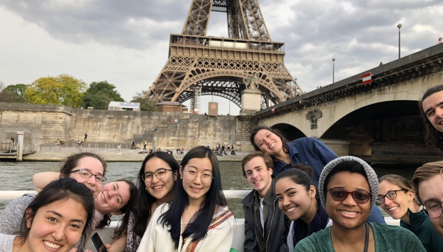 GLP students in Paris on boat ride.