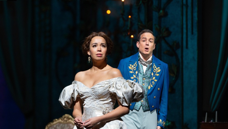 Nadine Sierra as Violetta and Stephen Costello as Alfredo in Verdi's La Traviata.