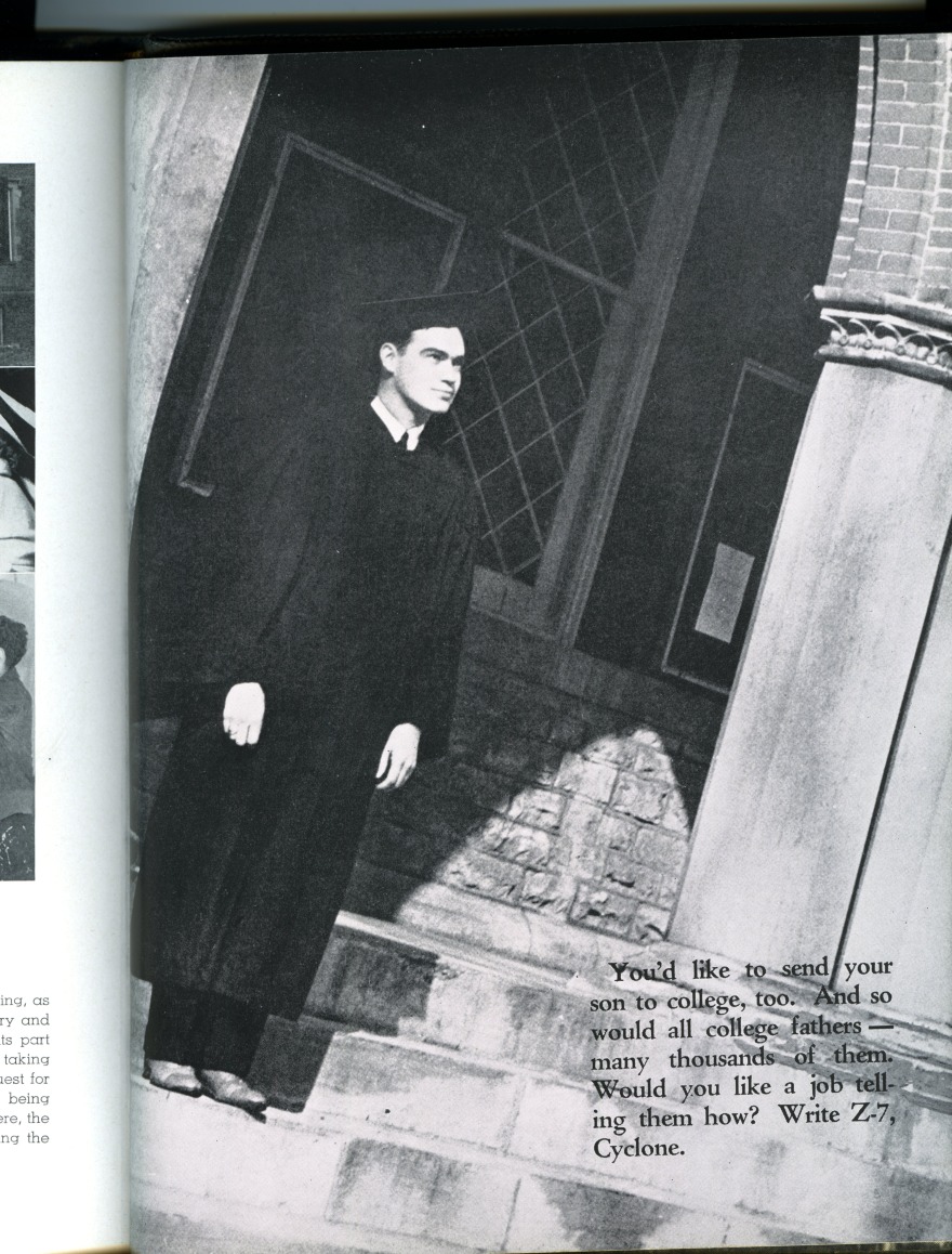 1939 photo of male at commencement 