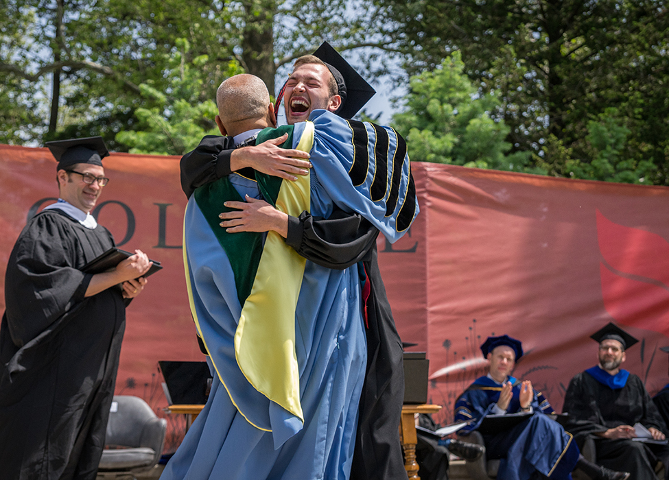 Kington and Davis hugging