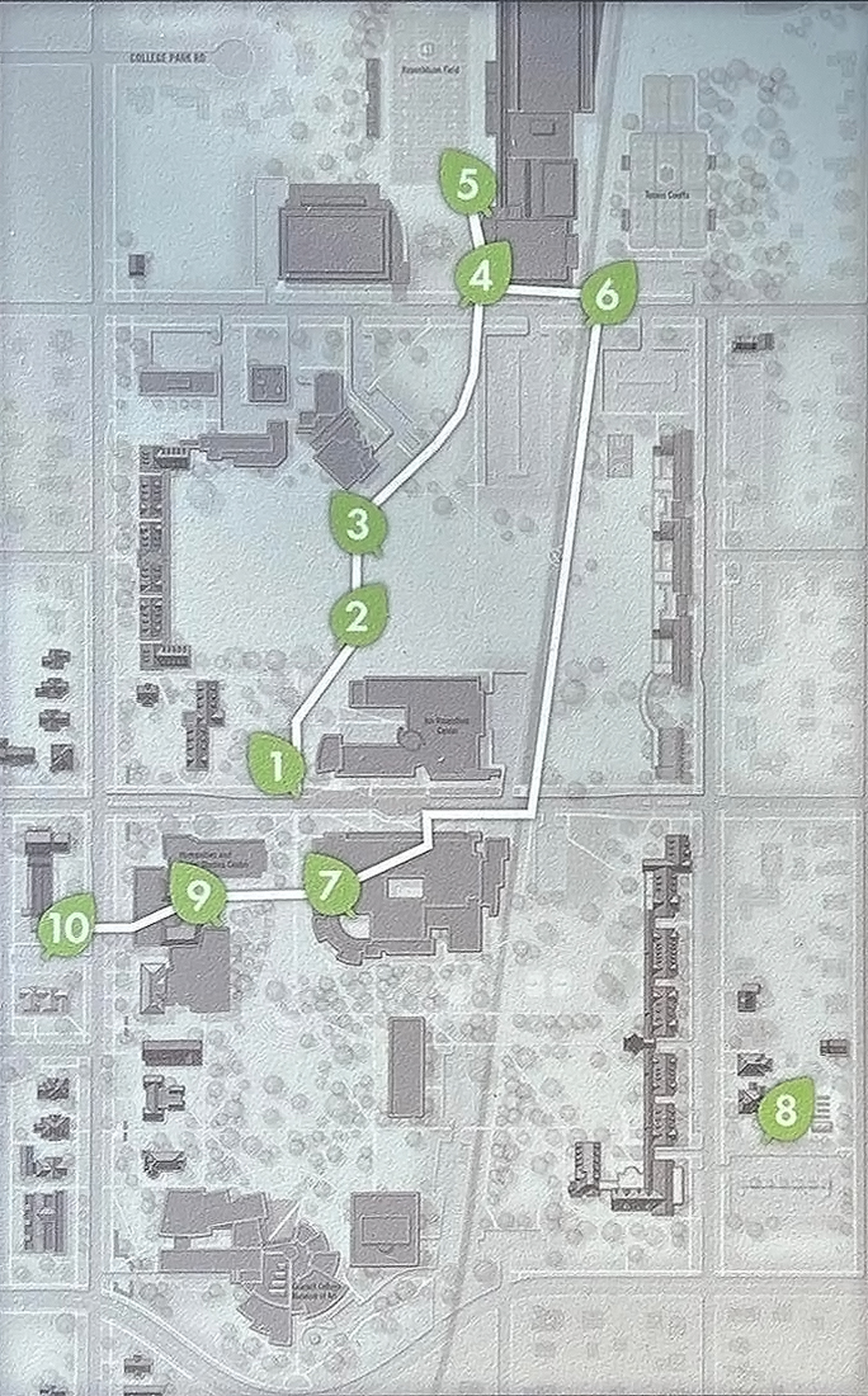 Map indicating the location of the Sustainability in Action tour stops