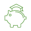 Icon: A piggy bank wearing a graduation cap.