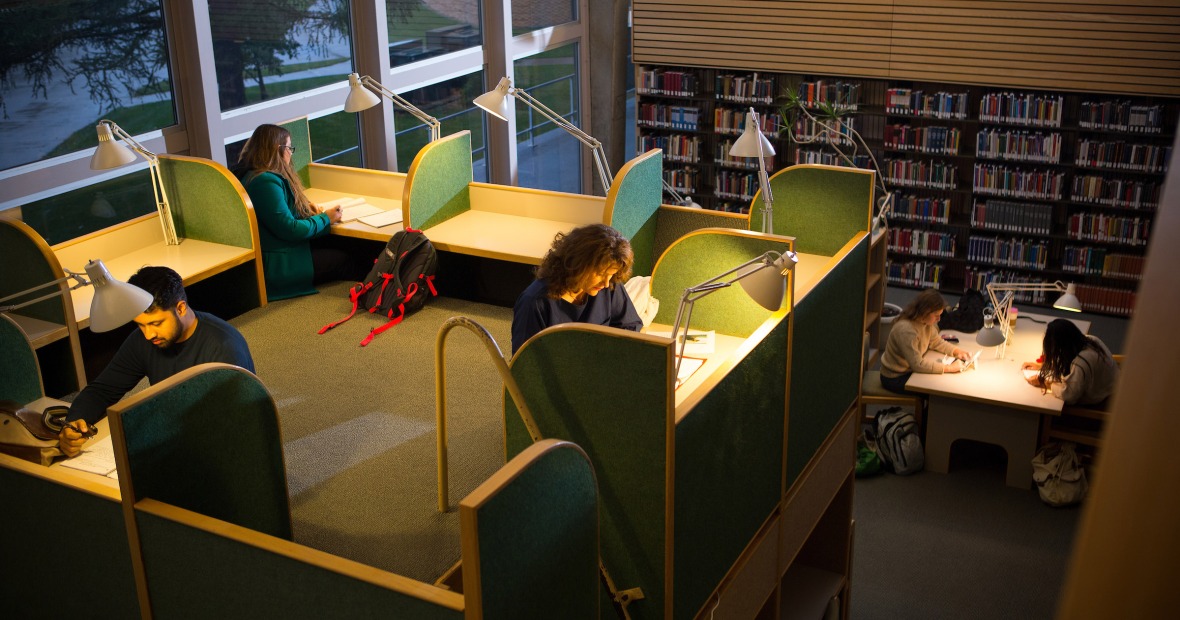 Students studying in Burling Library