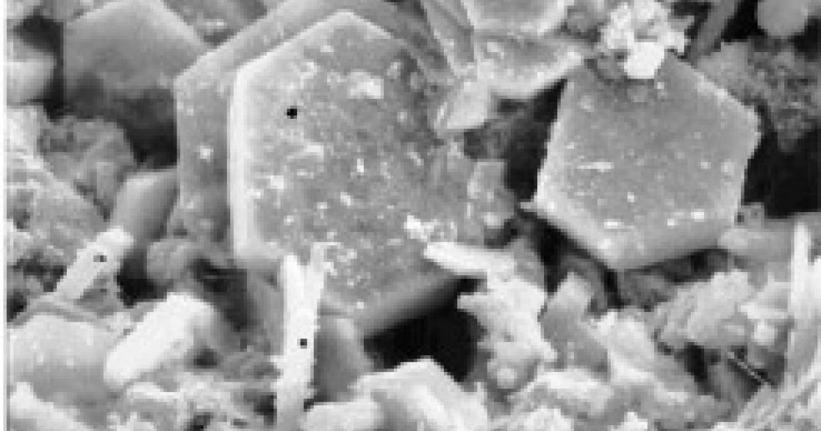 black and white microscopic image iron mineral crystals