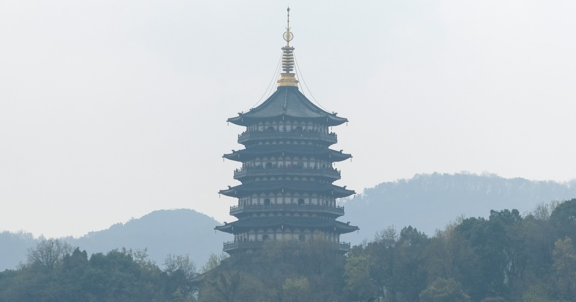 Round Chinese building on a cloudy day