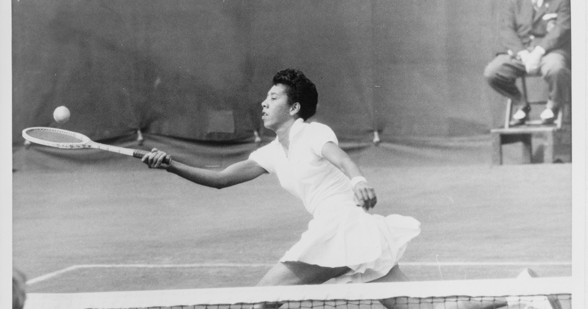Althea Gibson playing tennis