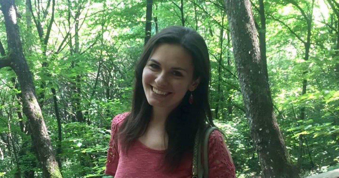 Emily Mesev in a forest