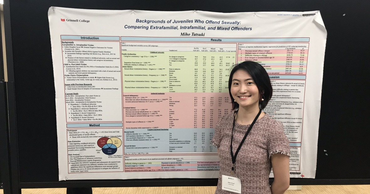 Miho Tatsuki ’20 in front of her poster presentation