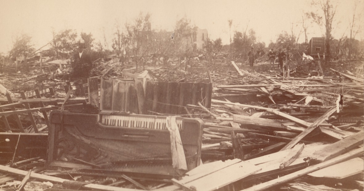 piano among the ruins of the cyclone