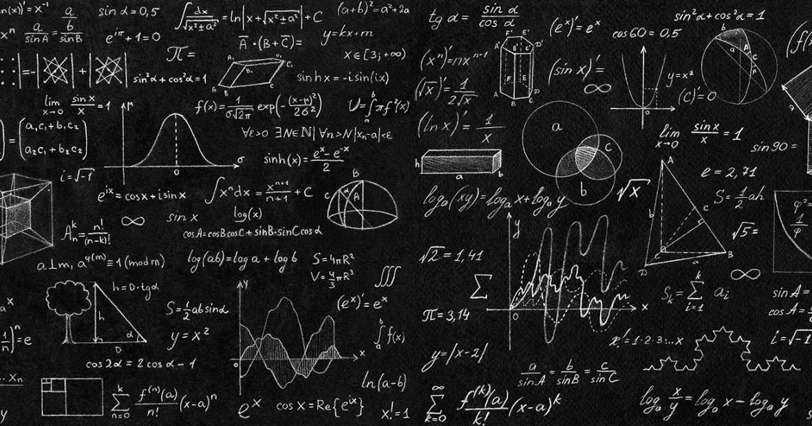 blackboard with mathmatics and physics formulas