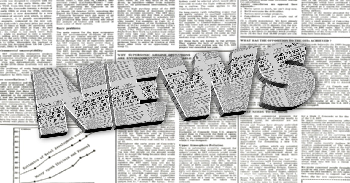 Newspaper with the word news printed across it