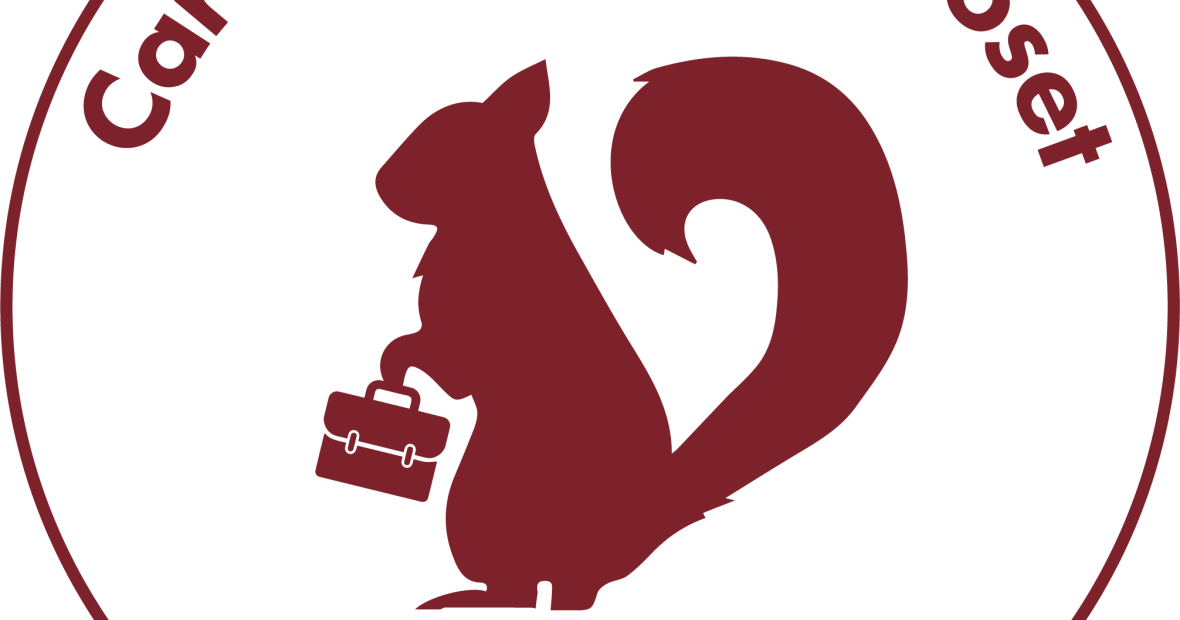 The CLS Career Clothing Closet Logo, a squirrel with a briefcase