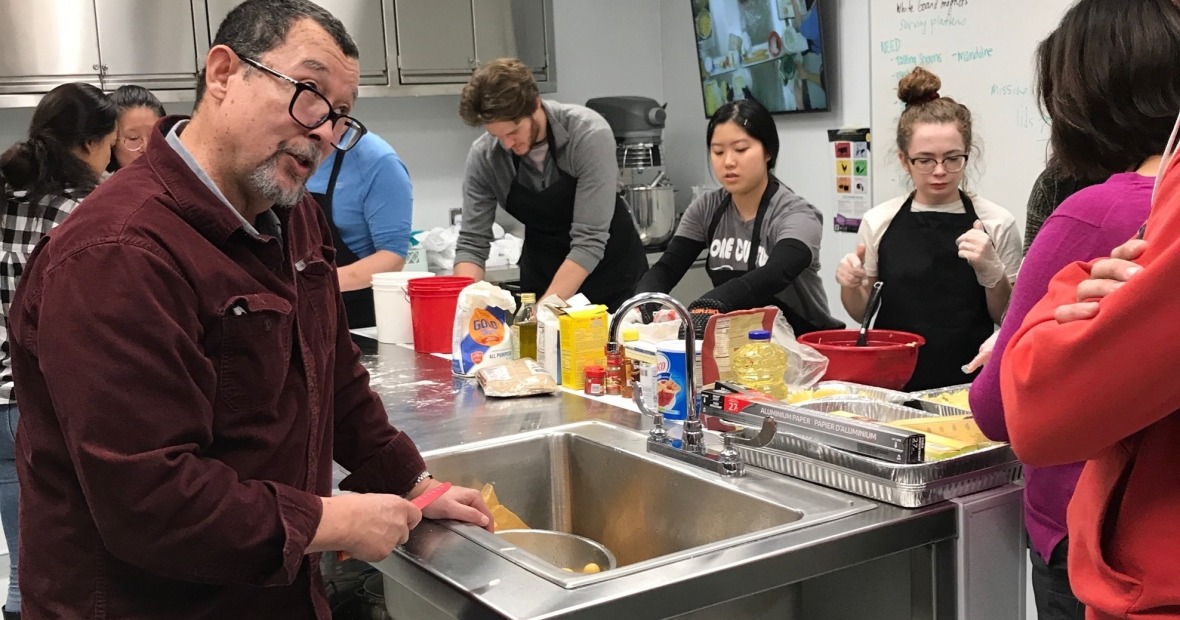 Professor hosting a session at the Global Kitchen