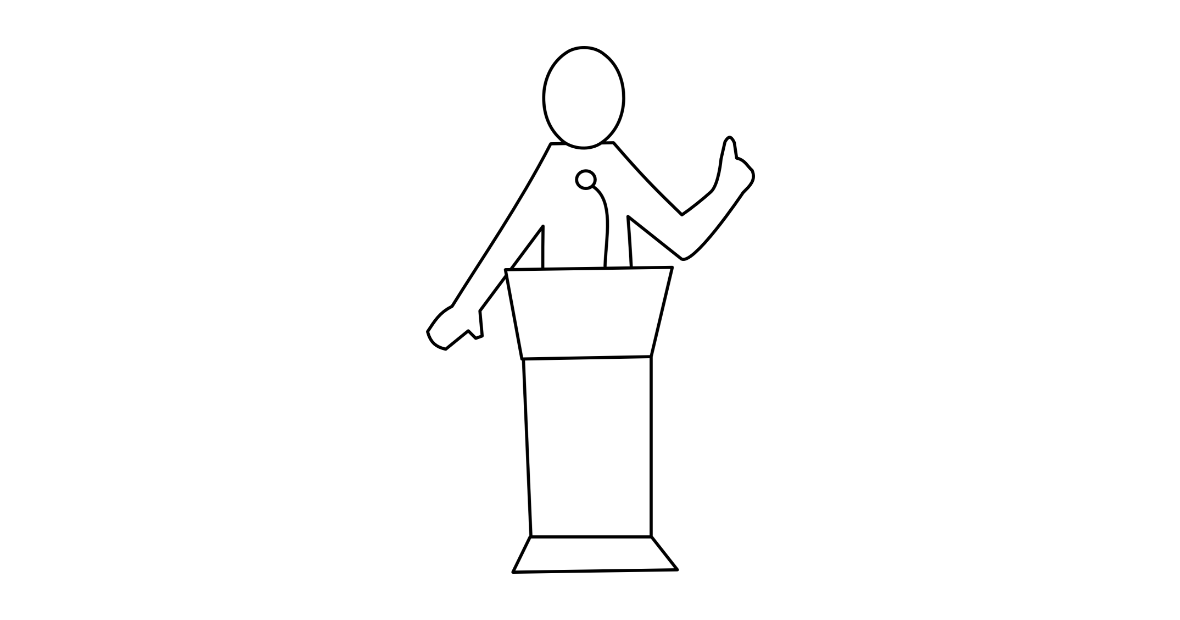 Speaker and podium
