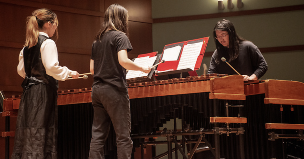 Grinnell College Percussion Ensemble spring performance in Sebring-Lewis Hall May 9, 2023