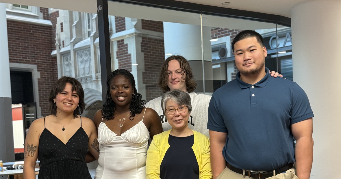 Ruby Brent, Melanie Oden, Associate Professor Mariko Shigeta Schimmel,Travis Chu, Howard Youngdahl