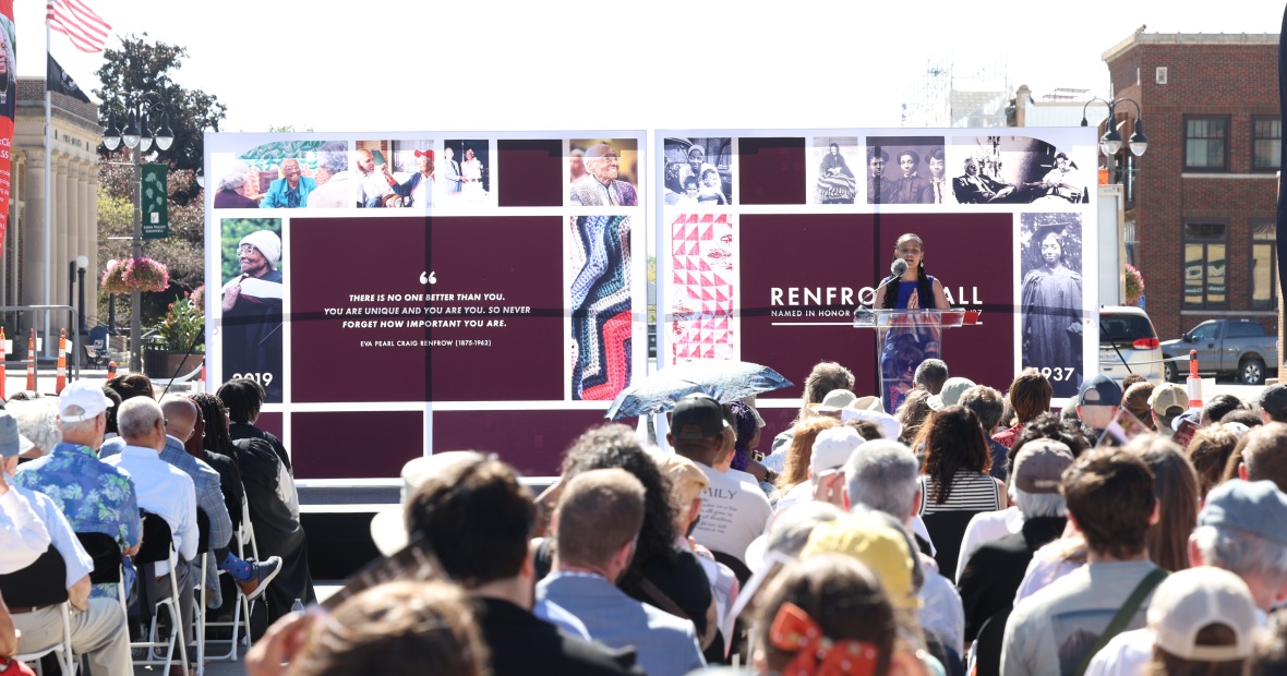 People sitting in the crowd at Renfrow Hall Dedication