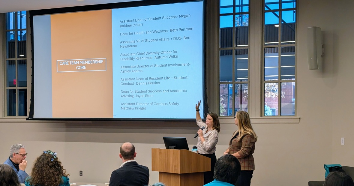 Megan Baldree and Beth Perlman presenting at Community Friday