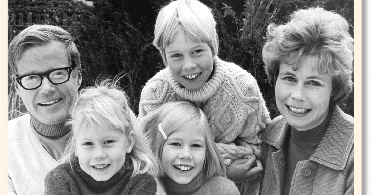 George and Sue Drake and their children smile towards the camera