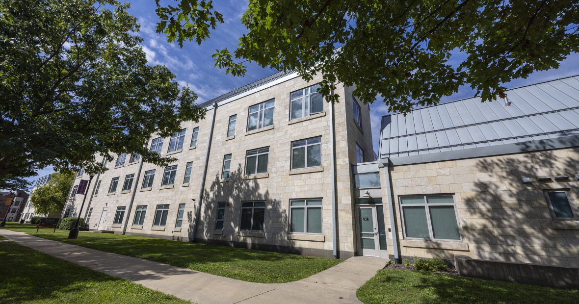 Kershaw Hall is a four-story concrete building