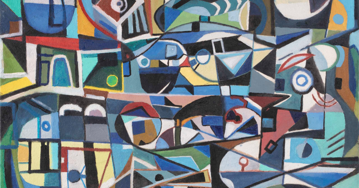 Sonja Sekula, Untitled, c. 1943-44. Oil on canvas, 25 1/3 x 29 1/8 in. © Sonja Sekula. Courtesy of the American Federation of Arts, the Christian Levett Collection, and FAMM. Photo: Fraser Marr.