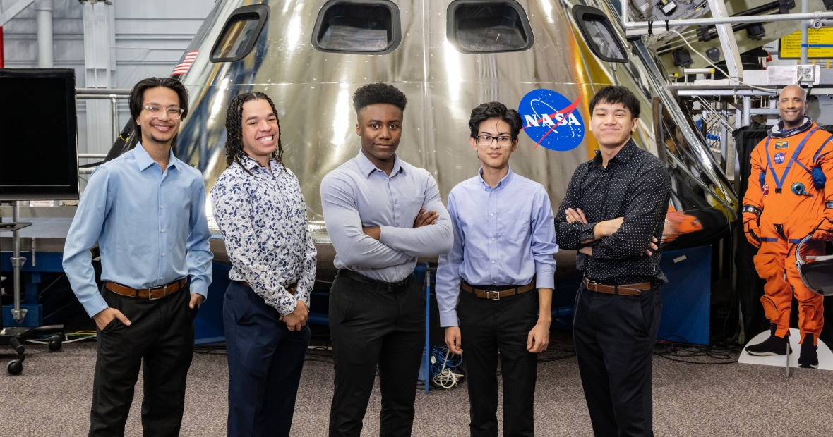 Members of North High / By Degrees students that were "Team Frostbyte", which won the national 2024 NASA App Development Challenge. 