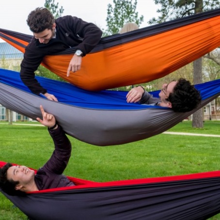 Student in a hammock