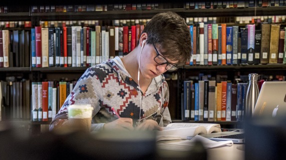 Student studying in Burling Library