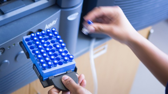 Student working with the spectro tray.