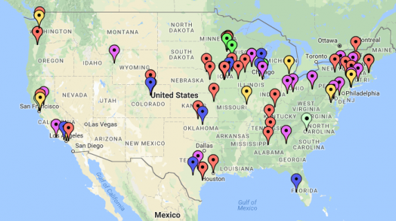 2018 United States extern sites include locations in several states. 