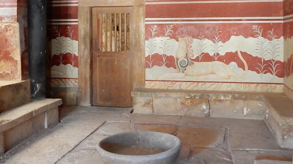 Red room at the Palace at Knossos, Crete