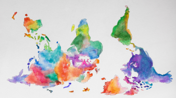 OISA upside-down multicolored map