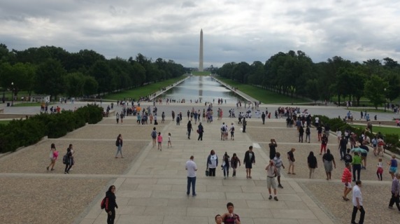 The reflecting pool and Washington Monument in Washington, D.C.