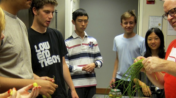 Todd Armstrong (far right) with students in the multicultural kitchen
