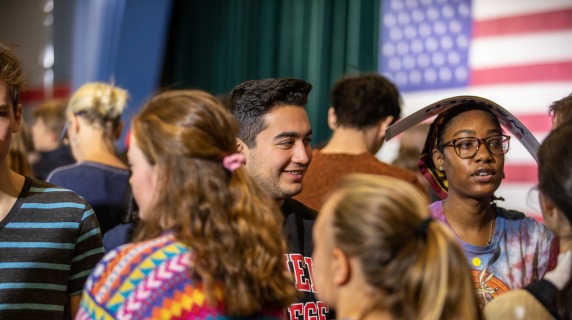Students at political rally on campus
