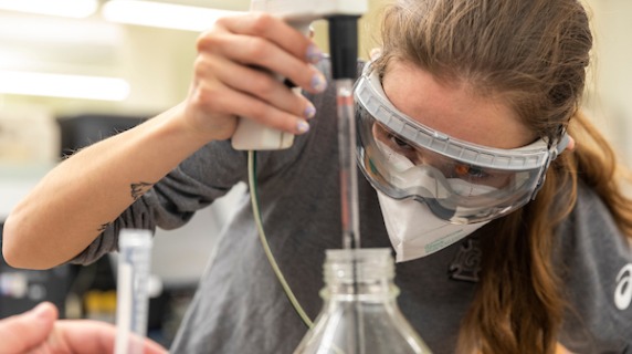 Student works in the biological chemistry lab