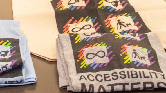 Accessibility Matters t-shirt and canvas bag from DCC opening