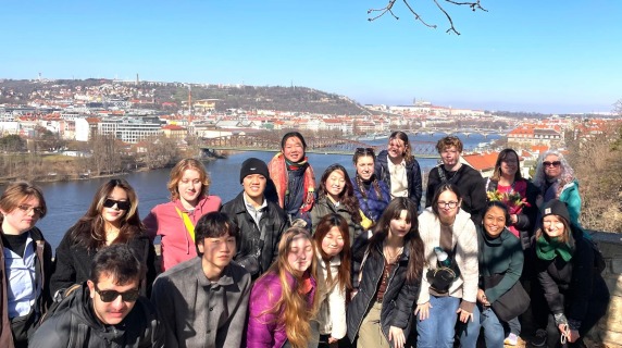 Group of students in Prague on a Global Learning Program trip